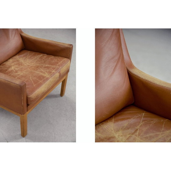 Image 1 of Set of 3 vintage armchairs wood structure covered with leather by Karl Erik Ekselius for J.O. Carlsson, Sweden 1960