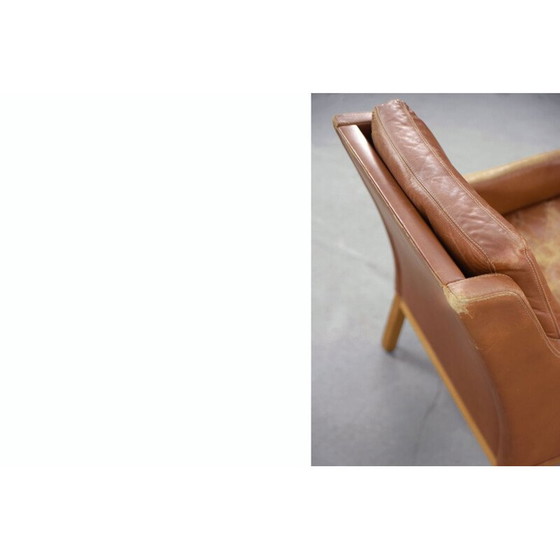 Image 1 of Set of 3 vintage armchairs wood structure covered with leather by Karl Erik Ekselius for J.O. Carlsson, Sweden 1960