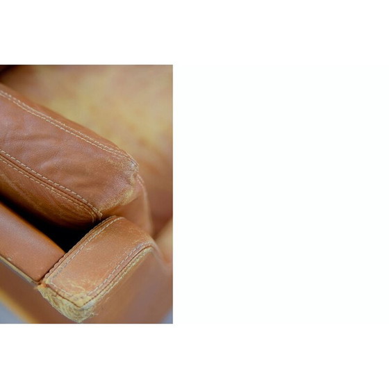Image 1 of Set of 3 vintage armchairs wood structure covered with leather by Karl Erik Ekselius for J.O. Carlsson, Sweden 1960