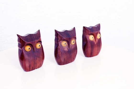 Image 1 of Set of 3 statuettes "owls" Scandinavian design