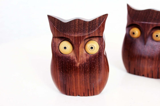 Image 1 of Set of 3 statuettes "owls" Scandinavian design