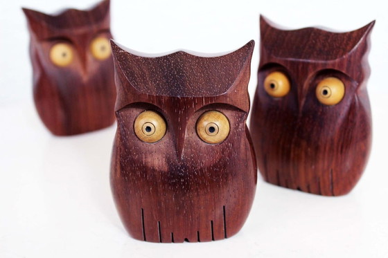 Image 1 of Set of 3 statuettes "owls" Scandinavian design