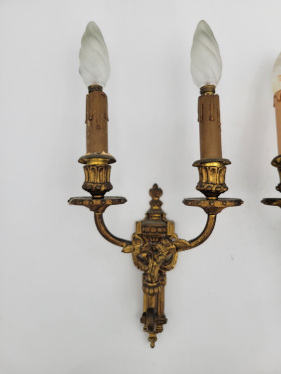 Image 1 of Antique Bronze Wall Lights Louis Xvi Style