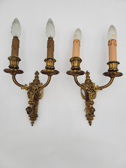 Antique Bronze Wall Lights Louis Xvi Style