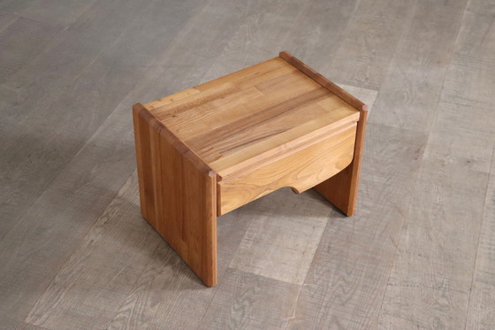 Image 1 of Pair Of Midcentury Modern Nightstands In Solid Elm Wood, France 1960s