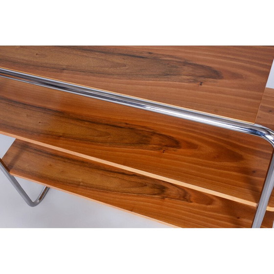Image 1 of Vintage Bauhaus shelf in walnut and chrome steel for Kovona, Czechoslovakia 1940