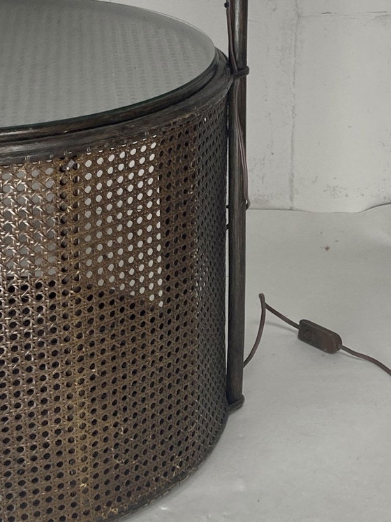 Image 1 of Webbing Side Table With Integrated Hanging Lamp