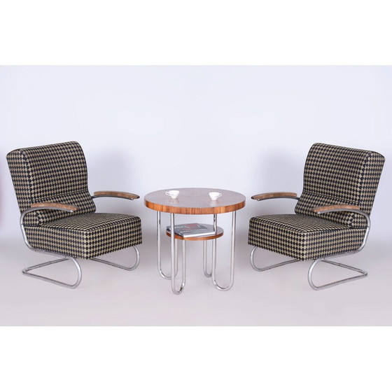 Image 1 of Pair of vintage Bauhaus armchairs in chrome steel by Vichr, Germany 1930