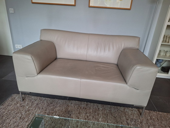 Image 1 of Design On Stock Bloq Leather Loveseat And Footstool