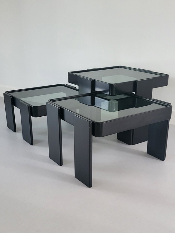 Image 1 of 2x Vintage black side tables.