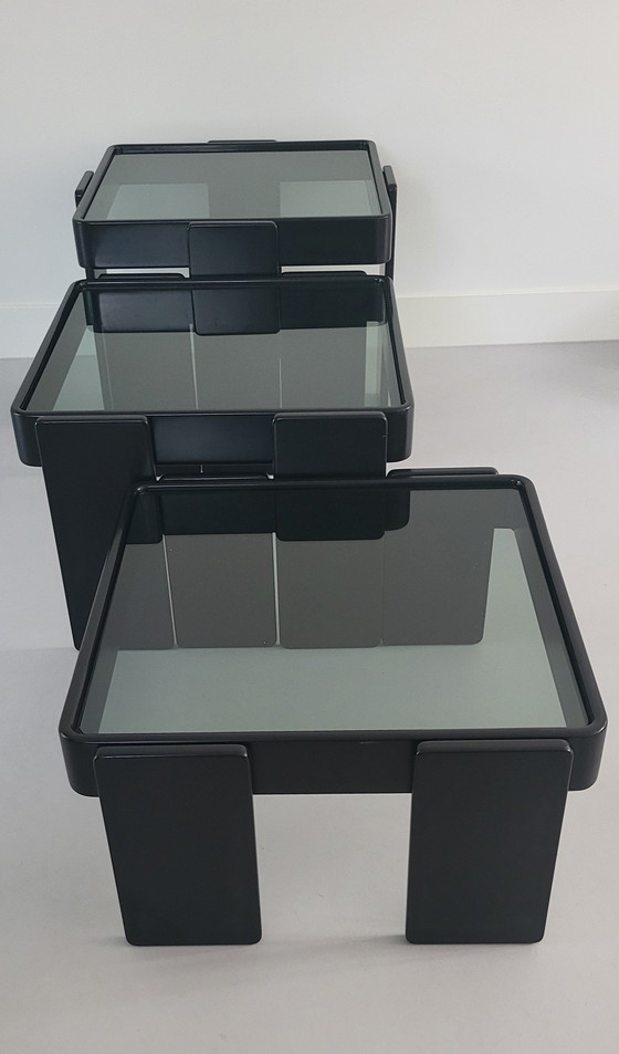 Image 1 of 2x Vintage black side tables.