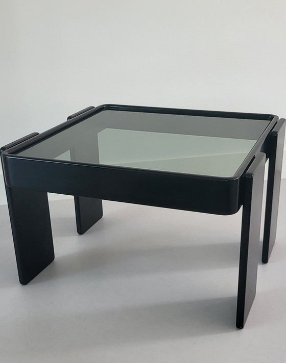 Image 1 of 2x Vintage black side tables.