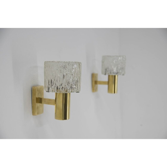 Image 1 of Pair of vintage wall lamps with pendant lamp by Carl Fagerlund for Orrefors, 1950