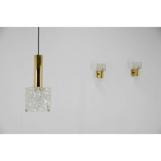 Image 1 of Pair of vintage wall lamps with pendant lamp by Carl Fagerlund for Orrefors, 1950