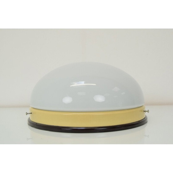Image 1 of Lampada da soffitto vintage in bachelite e vetro opalino, Cecoslovacchia 1950