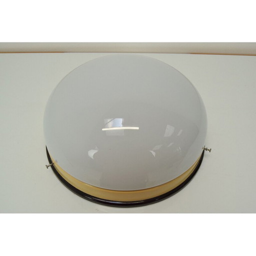 Vintage ceiling light in bakelite and milk glass, Czechoslovakia 1950