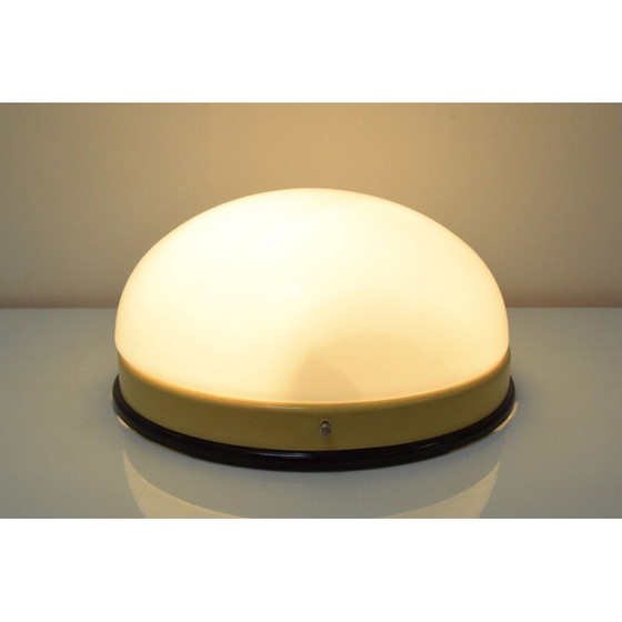 Image 1 of Lampada da soffitto vintage in bachelite e vetro opalino, Cecoslovacchia 1950
