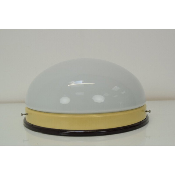 Image 1 of Lampada da soffitto vintage in bachelite e vetro opalino, Cecoslovacchia 1950