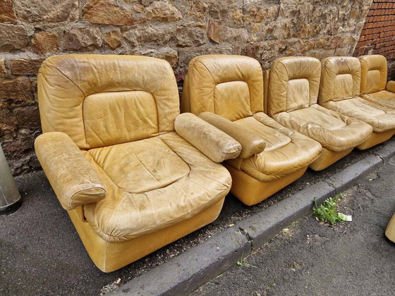 Image 1 of Couch living area 5X armchair + coffee table 1970E years leather,ready to sitCondition See the pictures