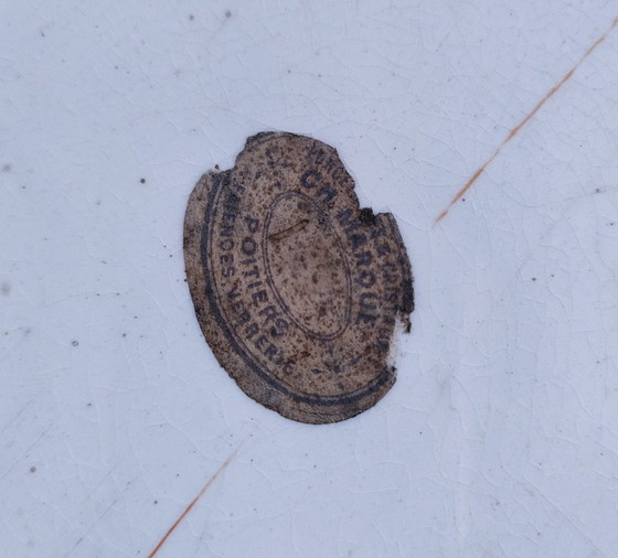 Image 1 of Large Decorative Plate Winter Landscape Porcelain Early 20th century