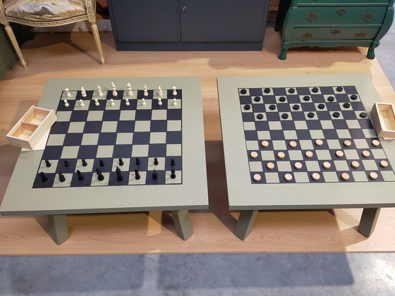 Image 1 of 2x Game table checkers & chess