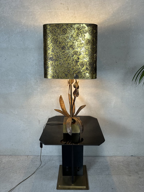 Image 1 of Lampada a forma di fiore in ottone Hollywood Regency