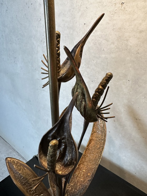 Image 1 of Lampada a forma di fiore in ottone Hollywood Regency