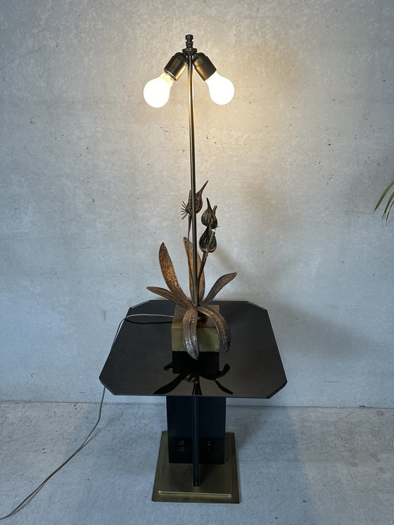 Image 1 of Lampada a forma di fiore in ottone Hollywood Regency