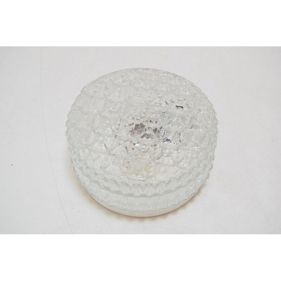 Image 1 of Lampada da soffitto o da parete vintage in vetro e metallo, Cecoslovacchia 1970