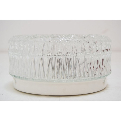 Vintage glass and metal ceiling or wall light, Czechoslovakia 1970