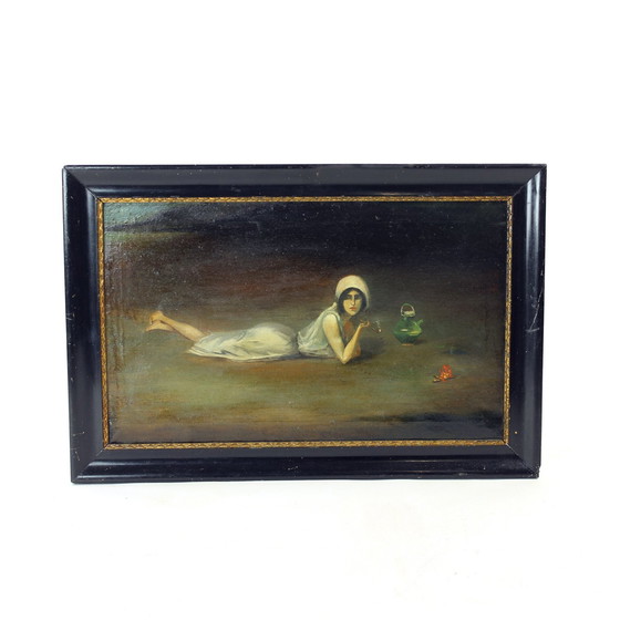 Image 1 of Dipinto ad olio d'epoca raffigurante una zingara di Zamutov, Cecoslovacchia, anni '40