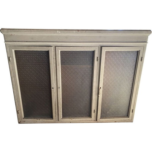 Credenza vintage con vetro cattedrale