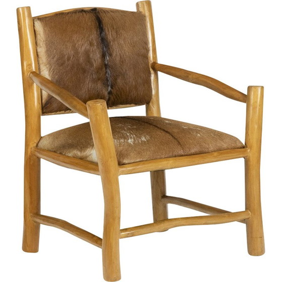 Image 1 of Vintage elm and goatskin armchair, 1970