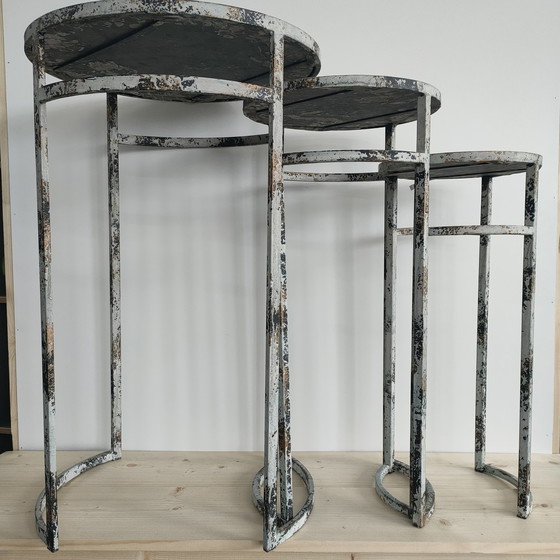 Image 1 of 3x Industrial Side Tables Plant Tables