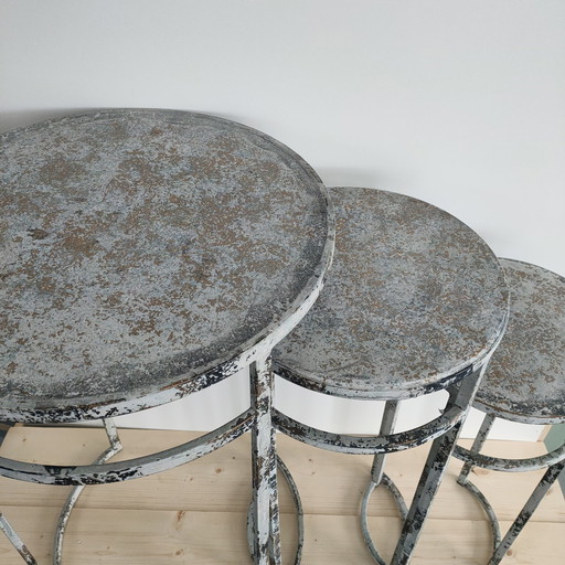 3x Industrial Side Tables Plant Tables