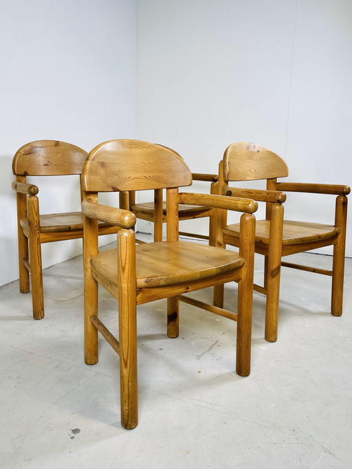 Set Of 4 Pinewood Dining Chairs - Designed By Rainer Daumiller