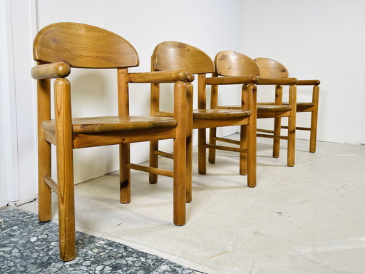 Set Of 4 Pinewood Dining Chairs - Designed By Rainer Daumiller