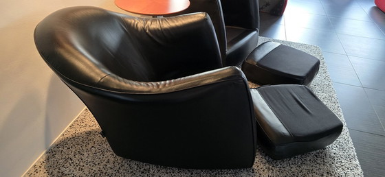 Image 1 of 2x Gerard Van Den Berg Sedeo Black Leather Chair Armchair Design