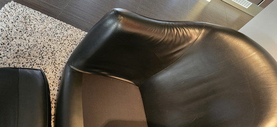 Image 1 of 2x Gerard Van Den Berg Sedeo Black Leather Chair Armchair Design