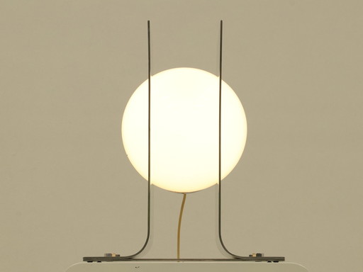 Italian Table Lamp: A Floating Glass Sphere in Polished Aluminium, 1960s