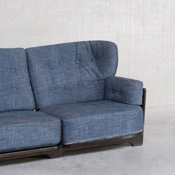 Image 1 of Oakwood mid-century "Denis" sofa by Guillerme et Chamrbon, France 1960s