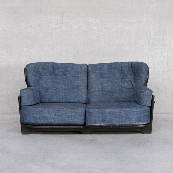 Image 1 of Oakwood mid-century "Denis" sofa by Guillerme et Chamrbon, France 1960s