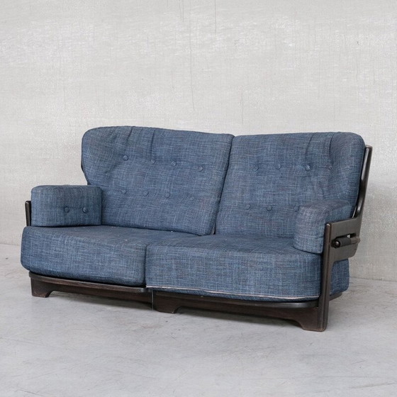 Image 1 of Oakwood mid-century "Denis" sofa by Guillerme et Chamrbon, France 1960s