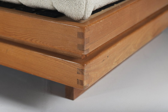 Image 1 of Stunning Elm Wooden Lounge Set in Bouclé by Maison Regain, France 1970s