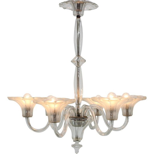 Pair of vintage glass chandeliers, 1920