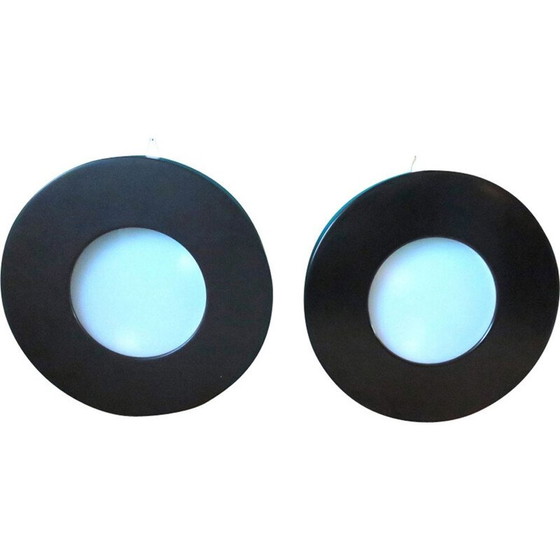 Image 1 of Pair of vintage black metal wall lamp, 1980