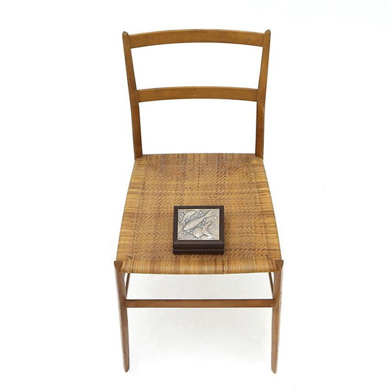 Image 1 of Scatola vintage in legno con coperchio argentato sbalzato di Renato Bassoli, 1960