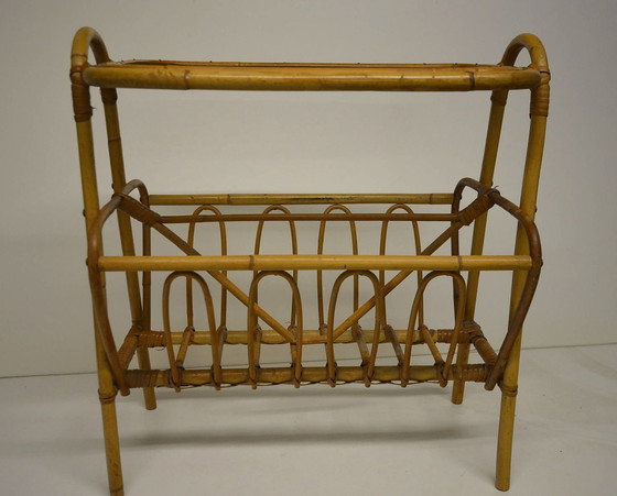 Image 1 of Bamboo magazine rack Tiki magazine rack 50s