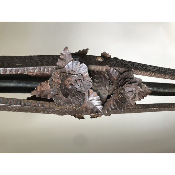 Image 1 of Lampada da terra vintage Art Déco in ferro battuto con decorazione floreale, 1930