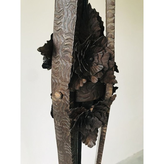 Image 1 of Lampada da terra vintage Art Déco in ferro battuto con decorazione floreale, 1930